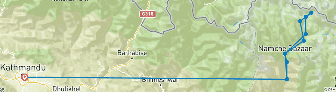 Karte mit der Reiseroute