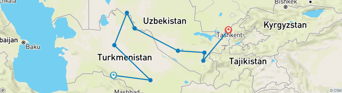 Image d'une carte montrant l'itinéraire du circuit