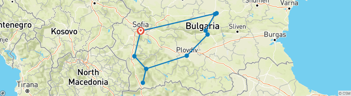 Map of Self Drive tour: Explore the Best of Bulgaria