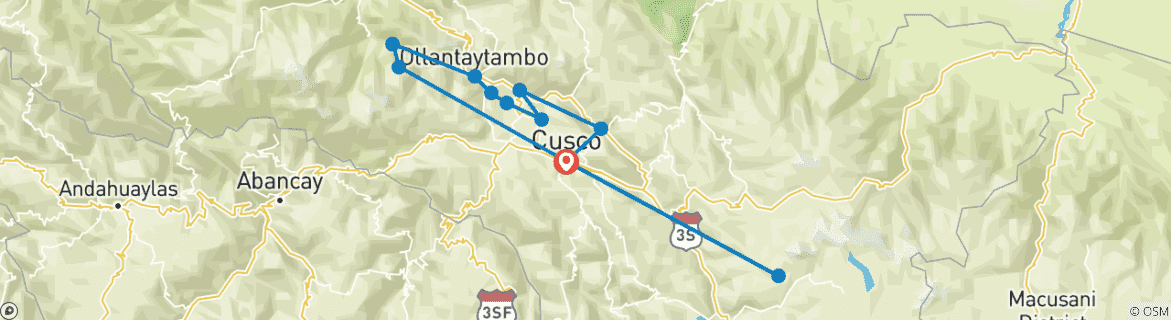 Map of Private 7-day Cusco and Machu Picchu Package