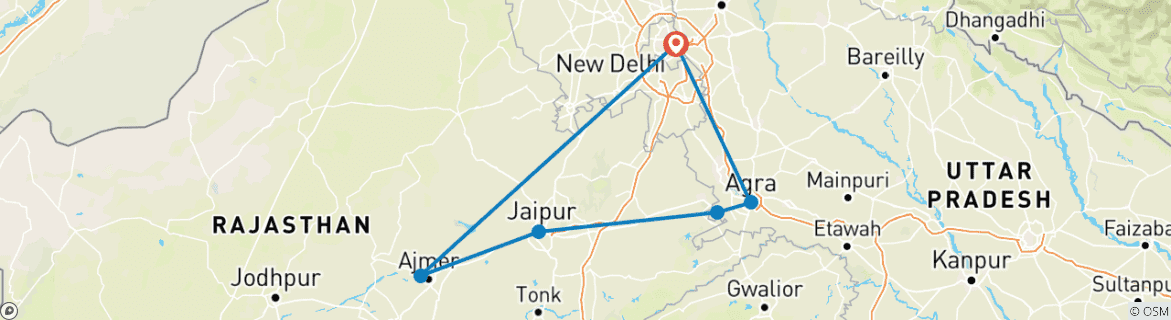 Foto van een kaart met de route van de rondreis