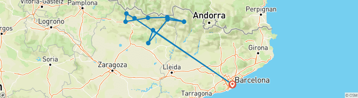 Image d'une carte montrant l'itinéraire du circuit