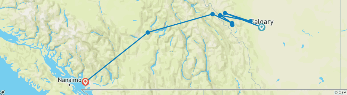 Foto van een kaart met de route van de rondreis