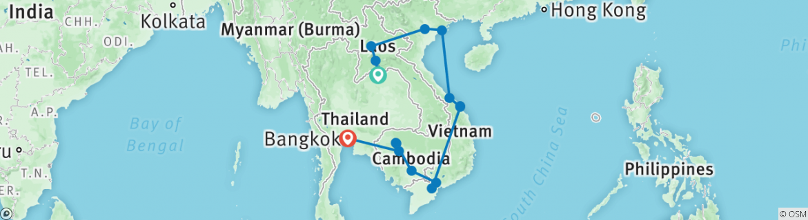 Map of Indochina Discovery - 23 days