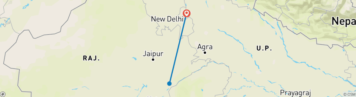 Carte du circuit Adventures Ranthambore Wildlife Safari Tour depuis Delhi avec Safari Rides