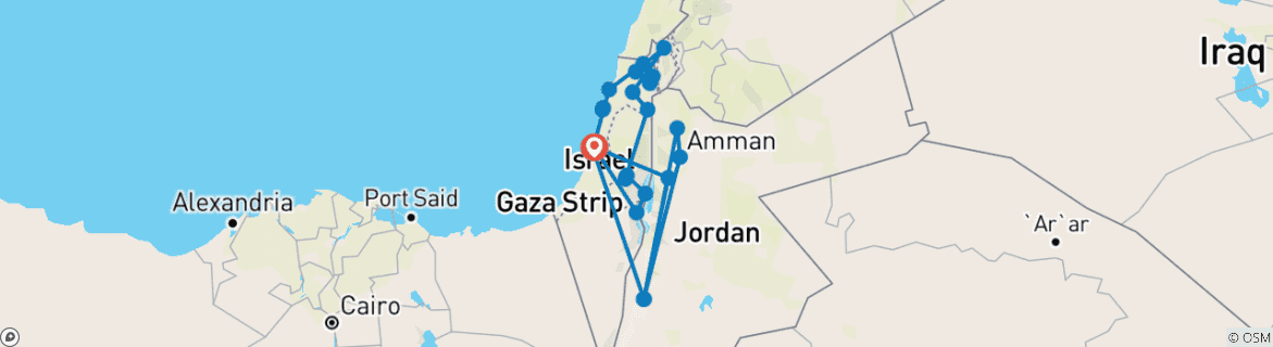 Carte du circuit Les points forts d'Israël et de la Jordanie - 11 jours