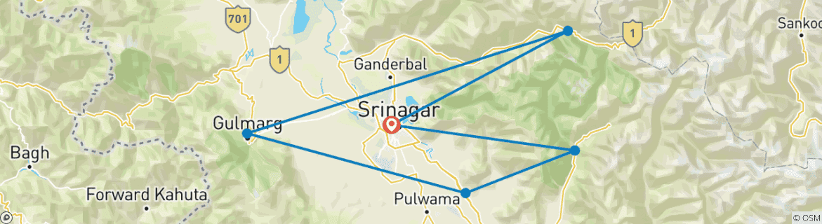 Kaart van Verbluffend Kashmir