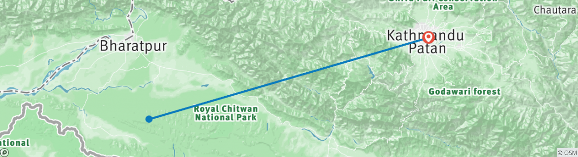 Map of Chitwan Jungle Safari - 3 Days