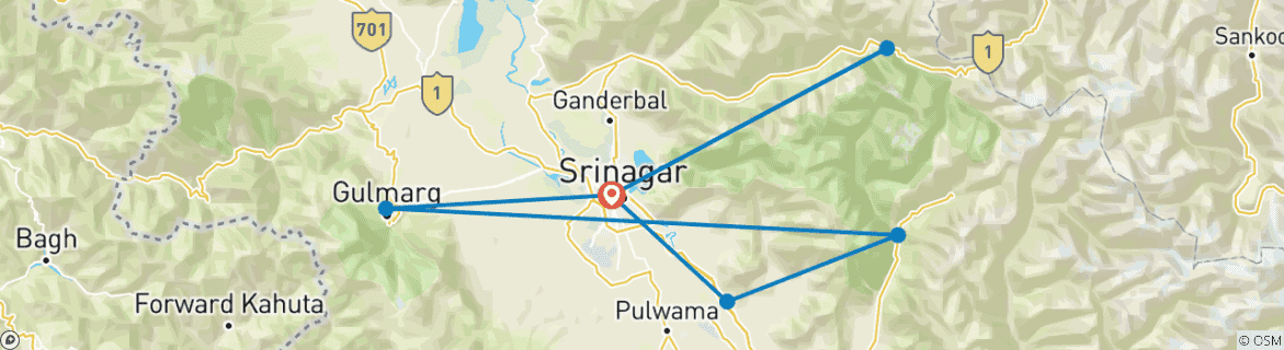 Map of Blissful Kashmir