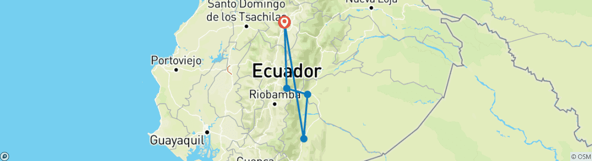 Foto van een kaart met de route van de rondreis