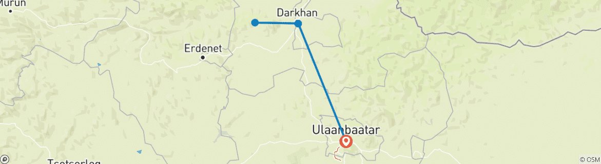 Karte von Echte Mongolei: Nomadisches Erlebnis bei Gastfamilien - 6 Tage