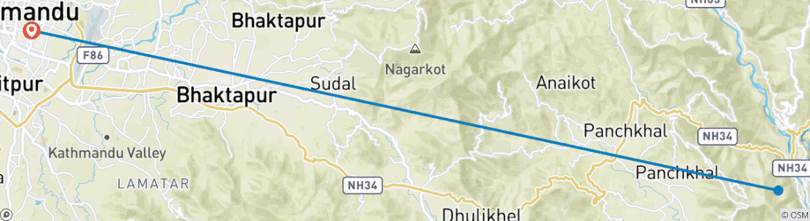 Foto van een kaart met de route van de rondreis