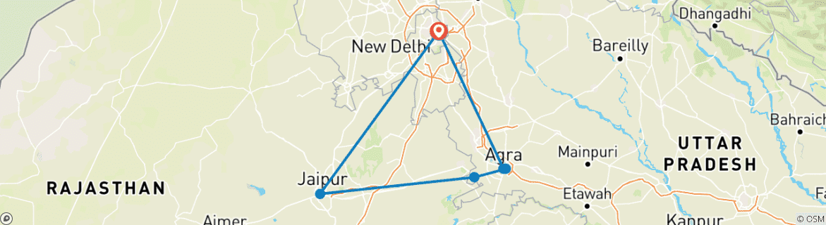 Foto van een kaart met de route van de rondreis