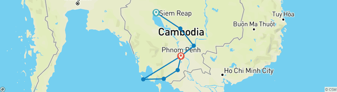 Kaart van Charismatische Fietstour Cambodja