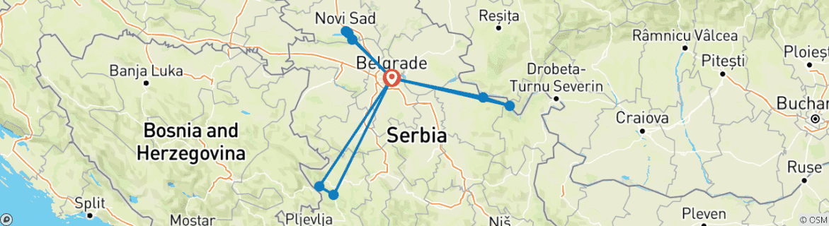 Map of Best of Serbia in one week - SMALL GROUP