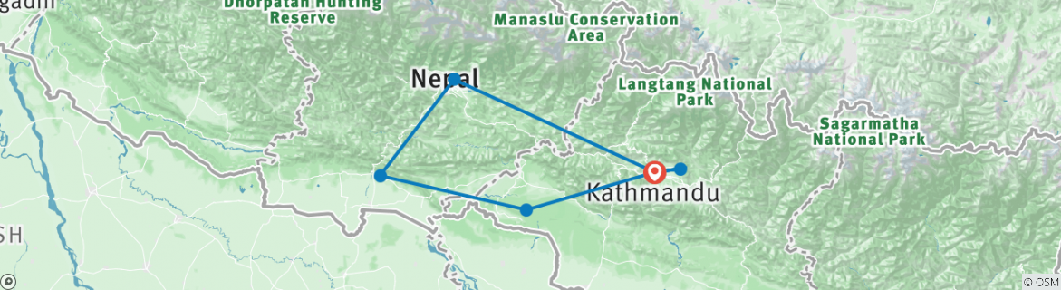 Map of Wonderful Nepal Tour