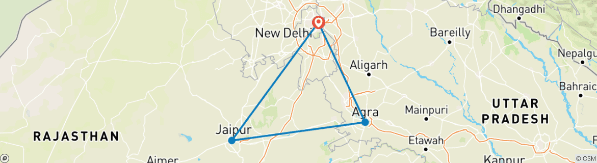 Foto van een kaart met de route van de rondreis