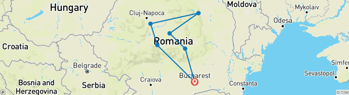 Karte von Dracula Tour in Rumänien ab Bukarest inklusive „Das Ritual der Tötung eines lebenden Toten“