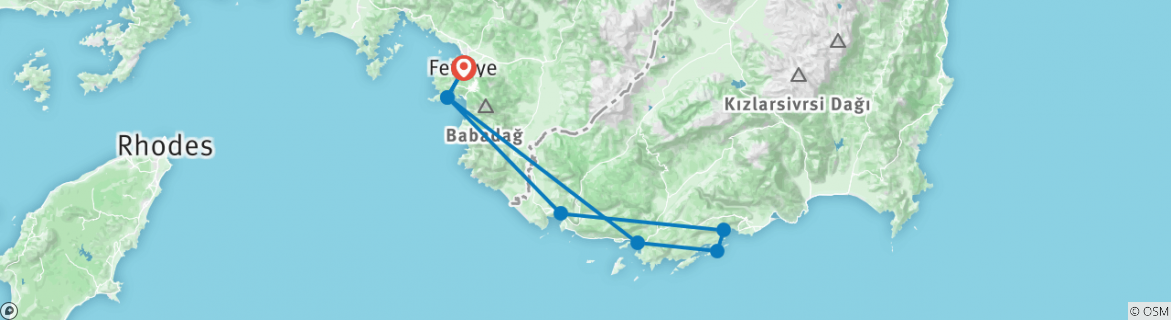 Mapa de Vela turca - De Fethiye a Fethiye - el encanto Turquesa