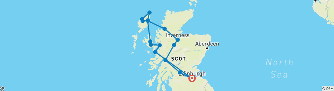 Carte du circuit Circuit de 6 jours sur l'île de Skye et les Hébrides extérieures