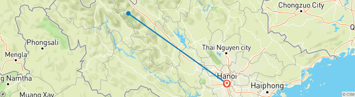 Map of 3-day Sapa trekking and Bac Ha market on Sunday