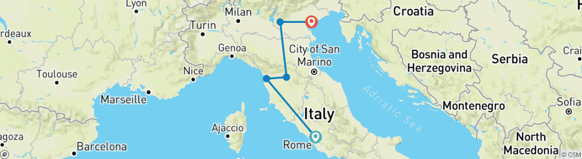 Map of Jewels of Italy (Summer, 7 Days)