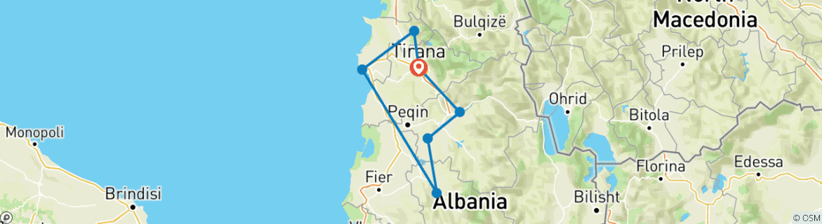 Karte von Private 3-tägige Tour durch Albanien| Erkunden Sie Berat, Durres & Kruja