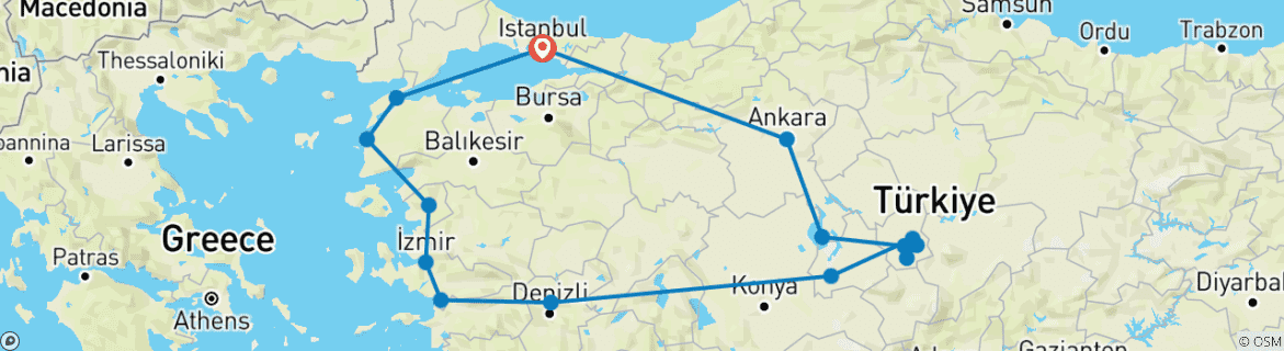 Carte du circuit Absolument la Turquie (Petit Groupe)