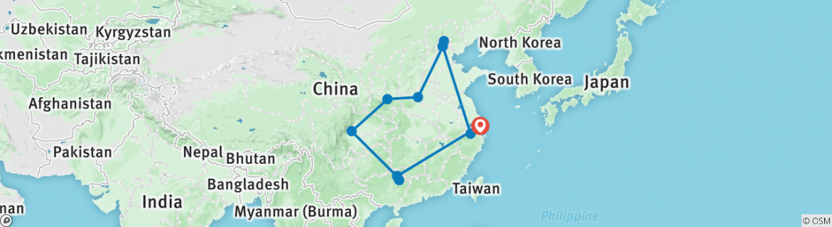 Map of Essential China Adventure - 22 Days