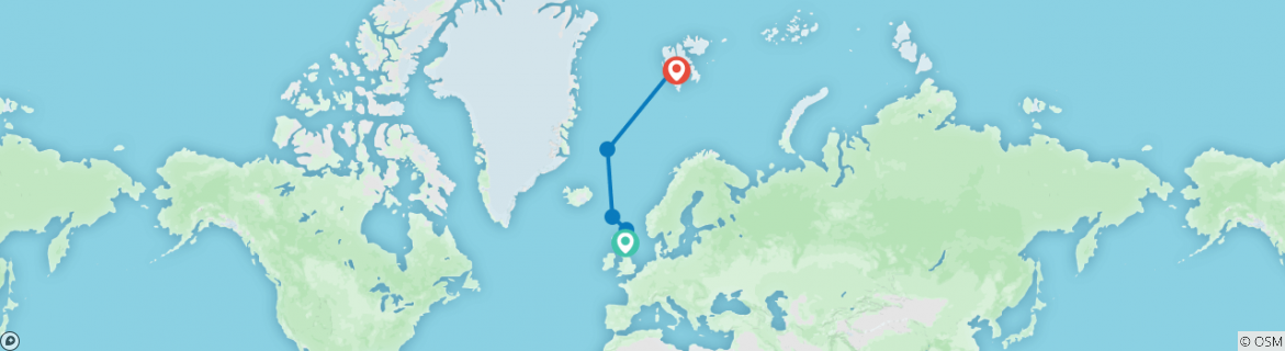 Mapa de Saga Ártica: Spitsbergen, Feroe y Jan Mayen, operada por Quark