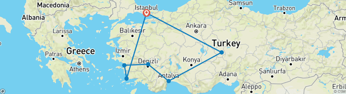 Map of Patterns of Turkey - 13 Days