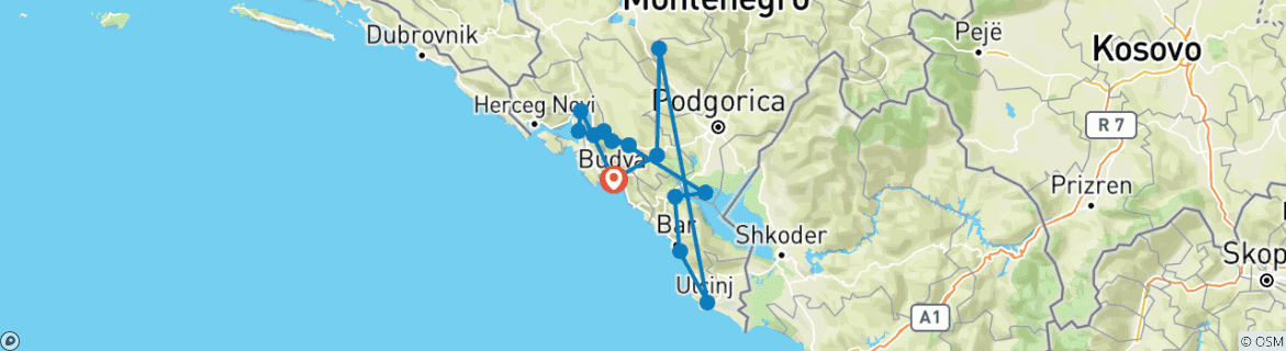 Map of Comfortable Montenegro Discovery