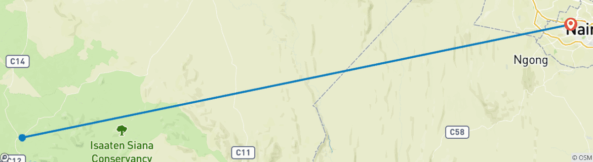 Mapa de Safari de 3 días por Kenia Masai Mara de media distancia