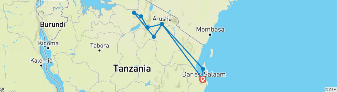 Foto van een kaart met de route van de rondreis