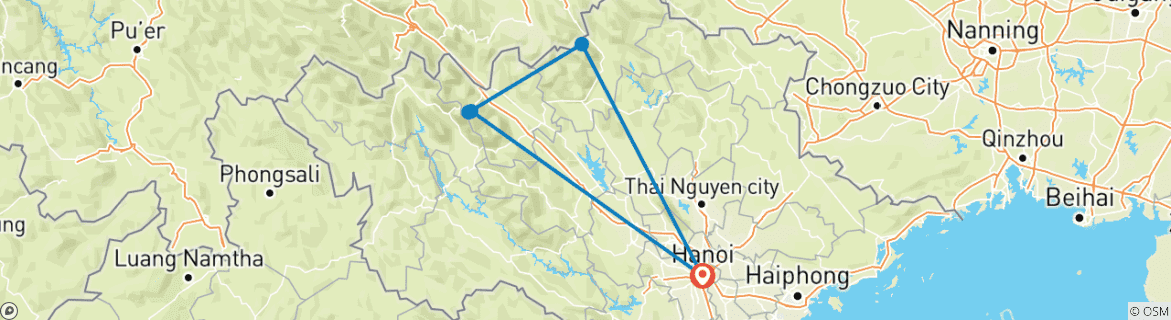 Map of Sapa 3 Days 2 Nights Trekking Tour From Hanoi (1 Night In Ta Van Village, 1 Night In Hotel)