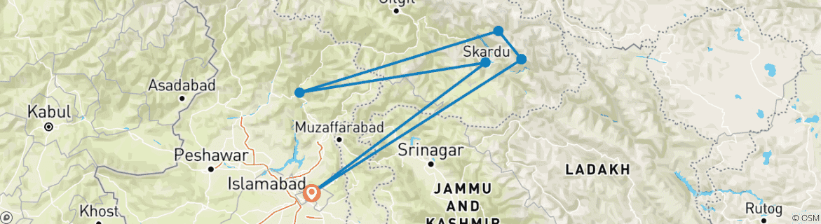 Image d'une carte montrant l'itinéraire du circuit