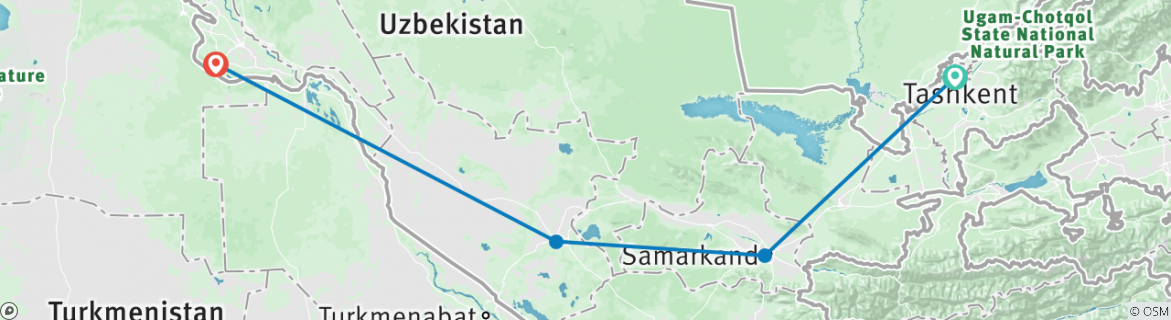 Map of Uzbekistan Tour