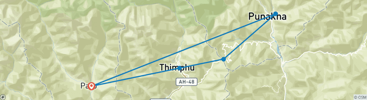 Foto van een kaart met de route van de rondreis