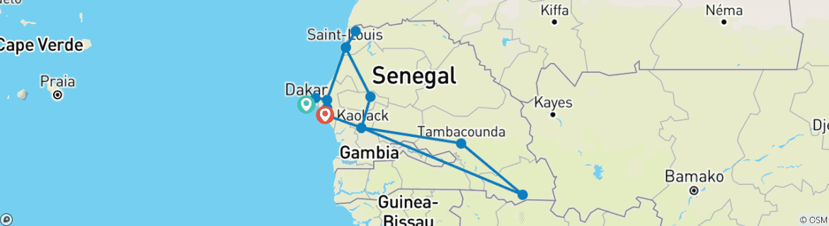 Map of Backroads of Senegal