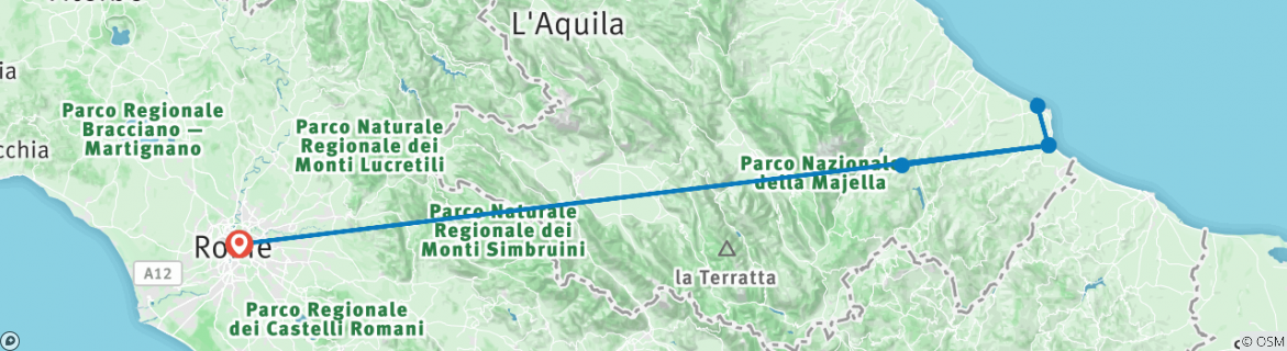 Map of Cultural, Patron Saint Celebrations & Grape Harvest Experience in Abruzzo