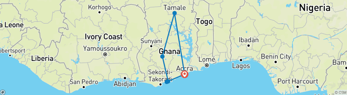 Carte du circuit Le meilleur du Ghana - 12 jours