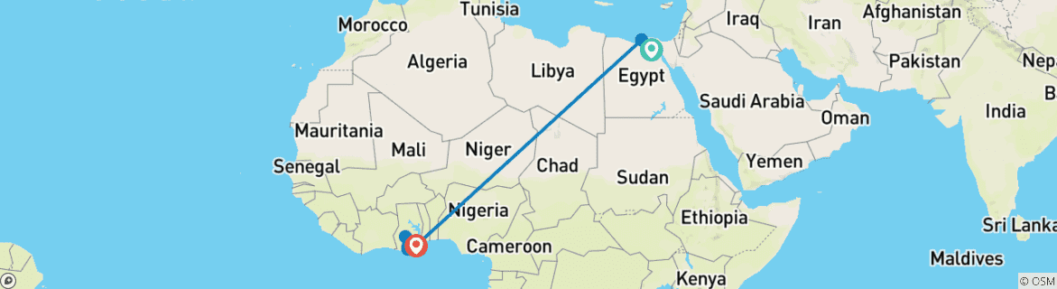 Map of Historic Egypt & Ghana  12 Days/11 Nights