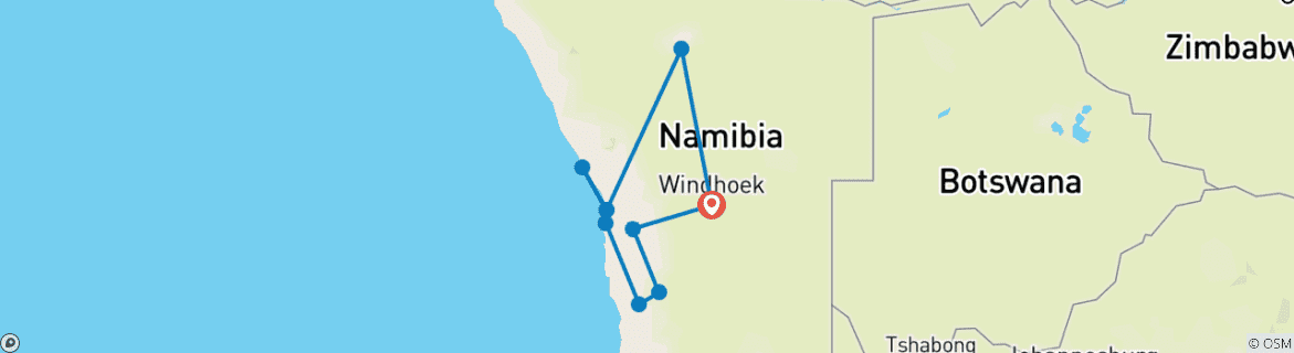 Image d'une carte montrant l'itinéraire du circuit