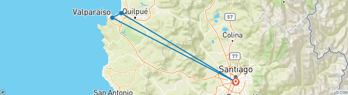 Map of Chile: Santiago & Central Coast - 6 days