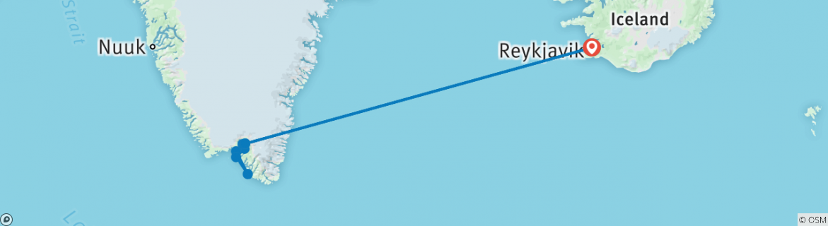 Carte du circuit Aurores boréales - depuis l'Islande