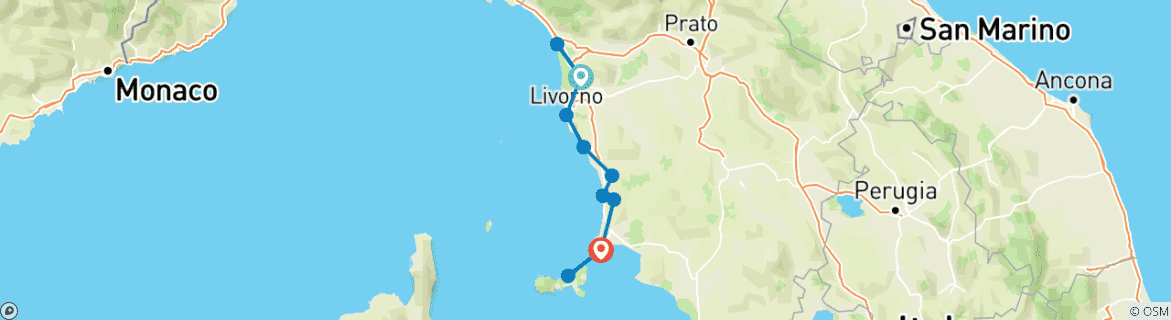 Map of Tuscany Coastline