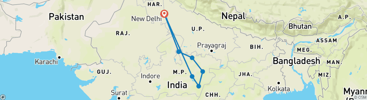 Image d'une carte montrant l'itinéraire du circuit