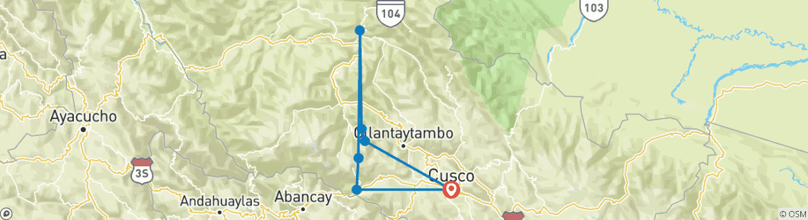 Map of 5-Day Salkantay Classic Trekking