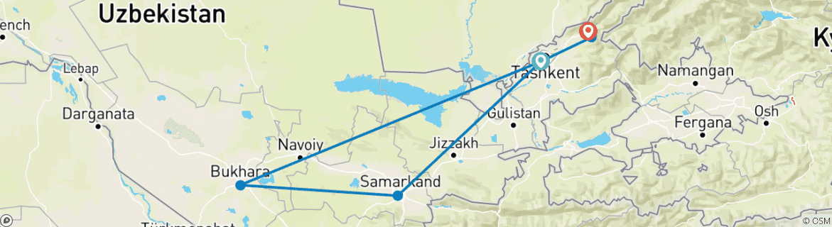Image d'une carte montrant l'itinéraire du circuit