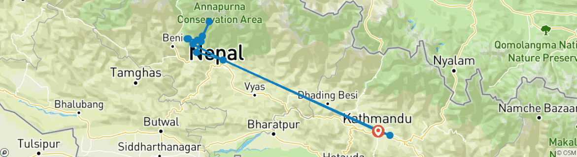 Carte du circuit Camp de base de l'Annapurna